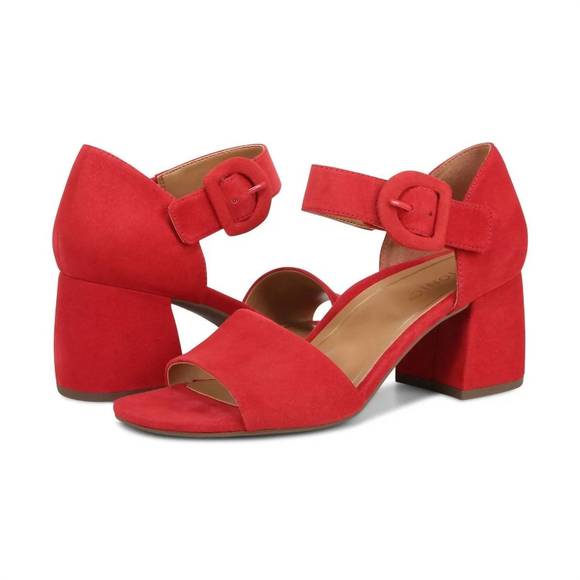NEW VIONIC women's chardonnay hook and loop pump sandal in red suede leather - Picture 8 of 8
